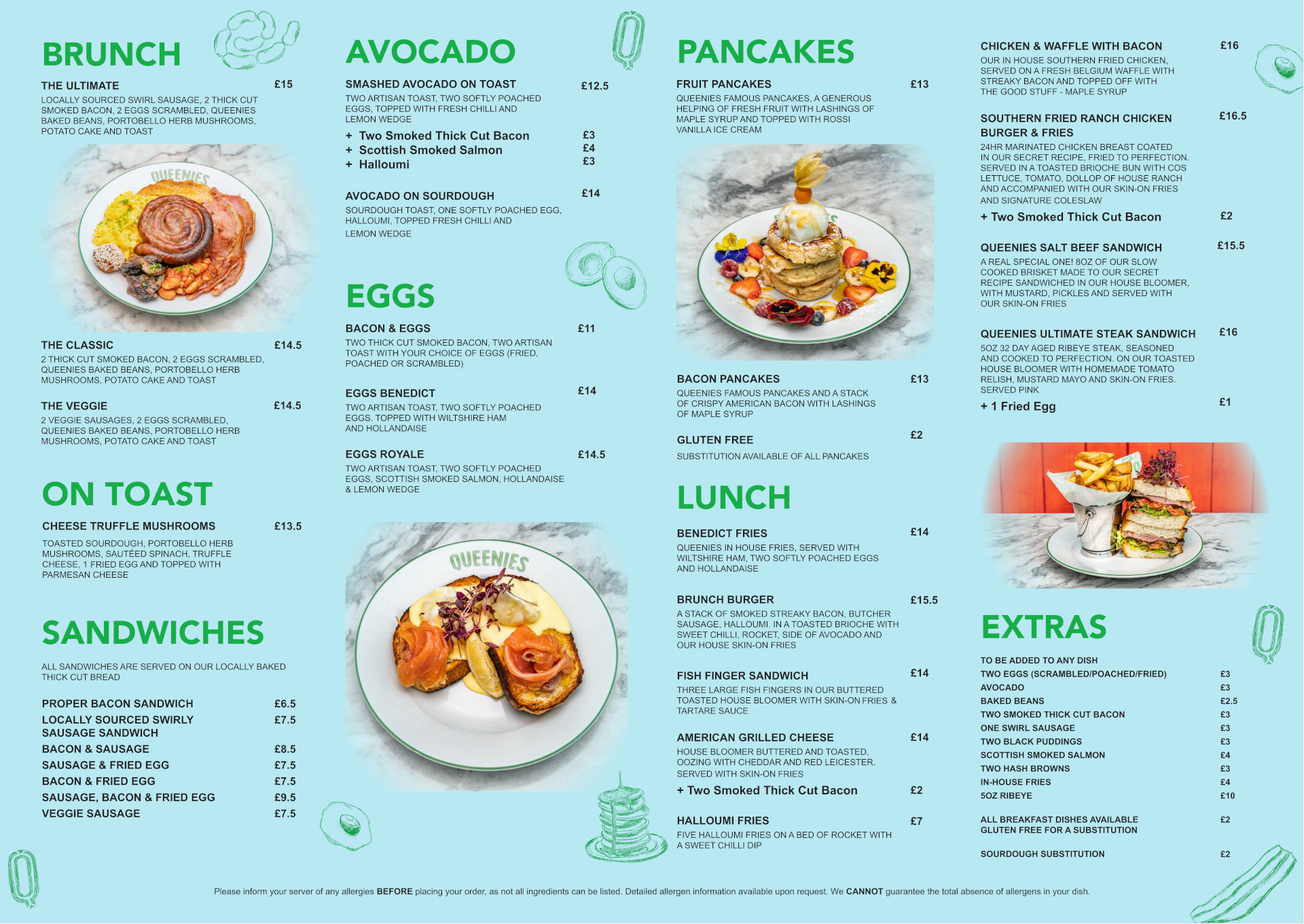 Queenies Brunch Menu