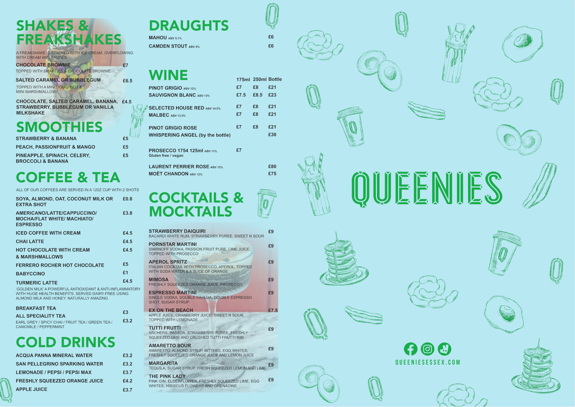 Queenies Drinks Menu